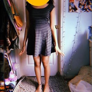 Gray, and black stripped dress